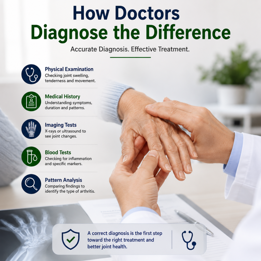How Doctors Diagnose the Difference between hand osteoarthritis vs rheumatoid arthritis image