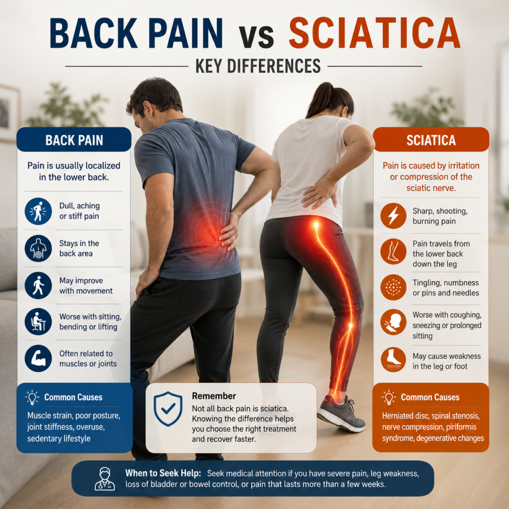 Back pain vs sciatica key differences image