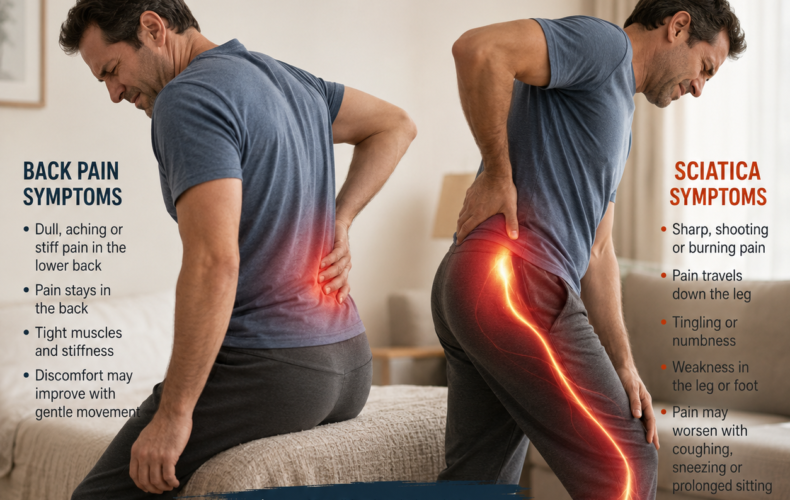 Back pain vs sciatica symptoms image